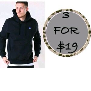 3/$19 Kronstadt Lars black Recycled cotton hoodie sweatshirt